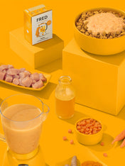 Fred-Felia-smoothie-naturelles-toppers-chien-chiot-poulet-curcuma