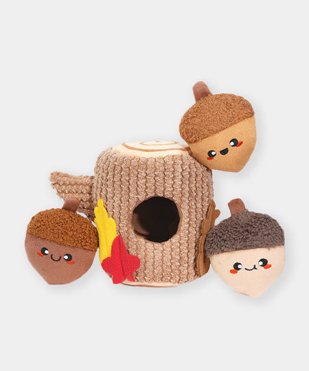 HugSmart-peluche-interactive-pour-chien-chiot-automne-tron-chene-gland