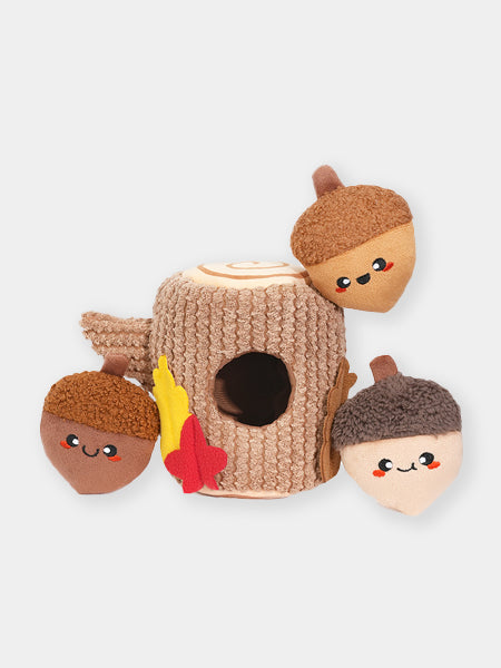 HugSmart-peluche-interactive-pour-chien-chiot-automne-tron-chene-gland