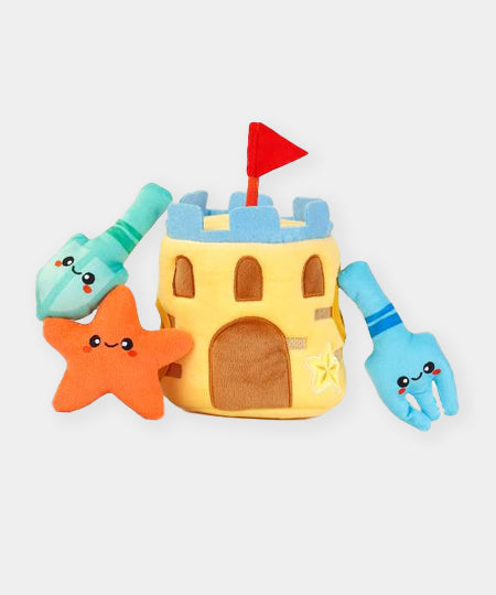 HugSmart-peluche-interactive-pour-chien-chiot-chateau-de-sable