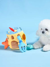 HugSmart-peluche-interactive-pour-chien-chiot-chateau-de-sable