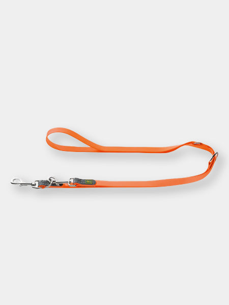 Hunter-laisse-biothane-4-positions-pour-chien-orange-fluo