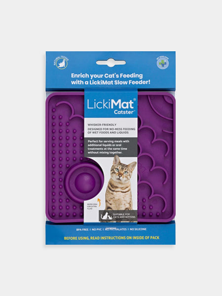 Lickimat-tapis-lechage-occupation-chat-CATSTER-violet