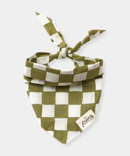The-Paws-bandana-pour-chien-Checkmate-vert