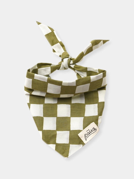 The-Paws-bandana-pour-chien-Checkmate-vert