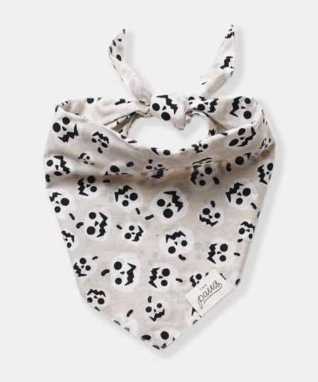 The-Paws-bandana-pour-chien-Tricks-citrouille-blanche-noire