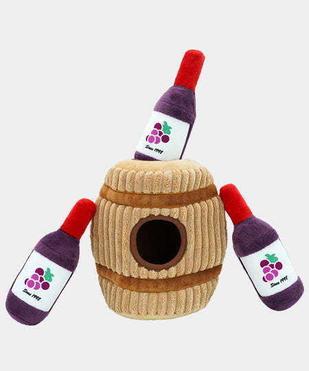 HugSmart-peluche-interactive-pour-chien-chiot-tonneau-vin