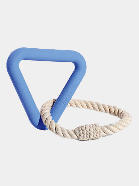 Triangle en caoutchouc et corde pour chien - Bleu ciel – inooko