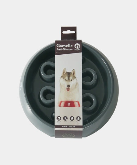 inooko - gamelle anti glouton pour grand chien gris
