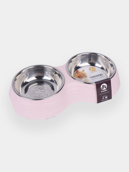 inooko - gamelle double design pour chat rose