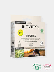 Pipettes insectifuges Bio - Grand chien - 3+1 offerte