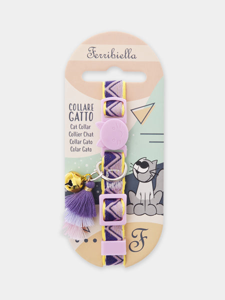 Ferribiella-collier-chat-chaton-anti-etranglement-boheme-violet