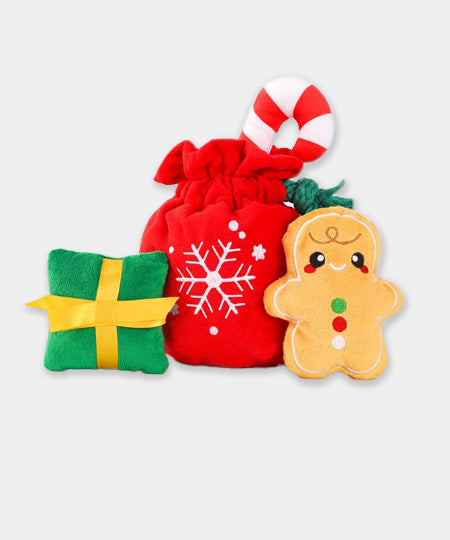     HugSmart-peluche-interactive-pour-chien-chiot-hotte-du-pere-noel-pain-epice