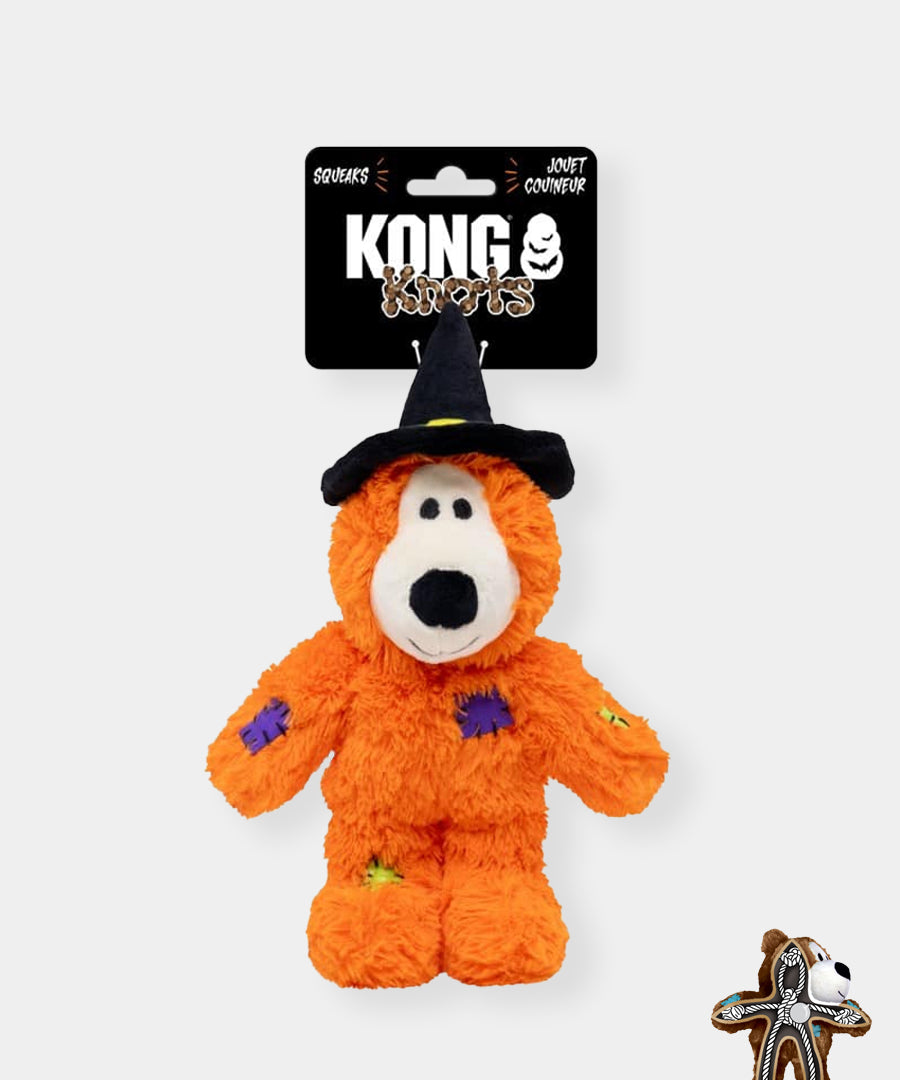 KONG-Jouet-peluche-pour-chien-Knots-Halloween-Witch-Bear-petit-orange