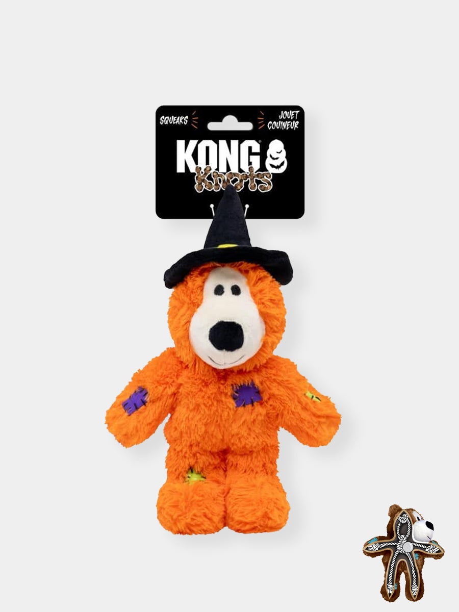 KONG-Jouet-peluche-pour-chien-Knots-Halloween-Witch-Bear-petit-orange