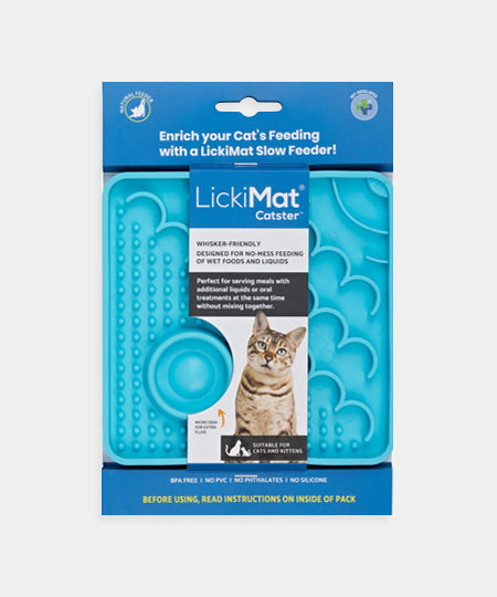       Lickimat-tapis-lechage-occupation-chat-CATSTER-bleu