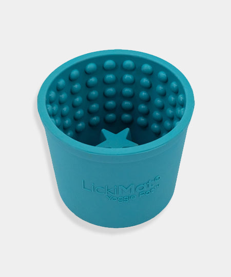        Lickimat-tapis-lechage-occupation-chien-Yoggie-Pot-bleu