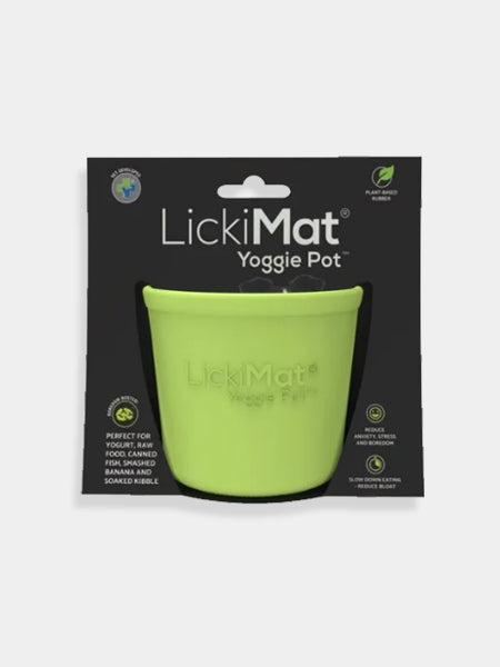       Lickimat-tapis-lechage-occupation-chien-Yoggie-Pot-vert