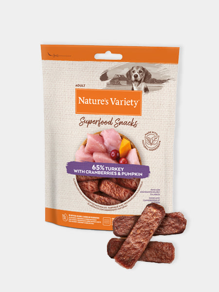       Natures-variety-friandises-pour-chien-chiot-superfood-dinde-cranberries-patate-douce