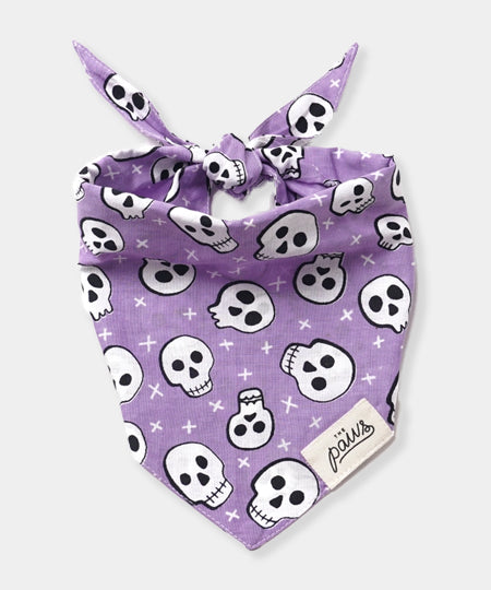        The-Paws-bandana-pour-chien-tete-de-mort-violet