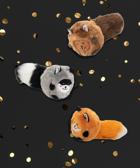 Promotion Black Friday - Lot de 3 peluches pour chien Bushy Throw 🦝🦊🐿️