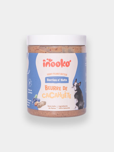 Inooko Beurre de cacahuète pour chien Myrtille et Fraise - inooko