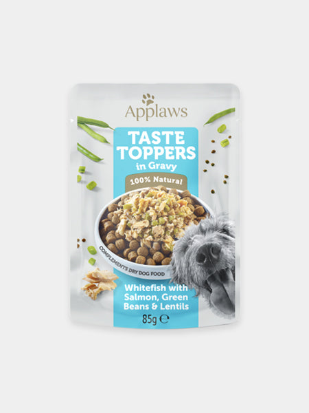      Applaws-alimentation-qualite-pour-chien-chiot-toppers-poisson-blanc-saumon-pois