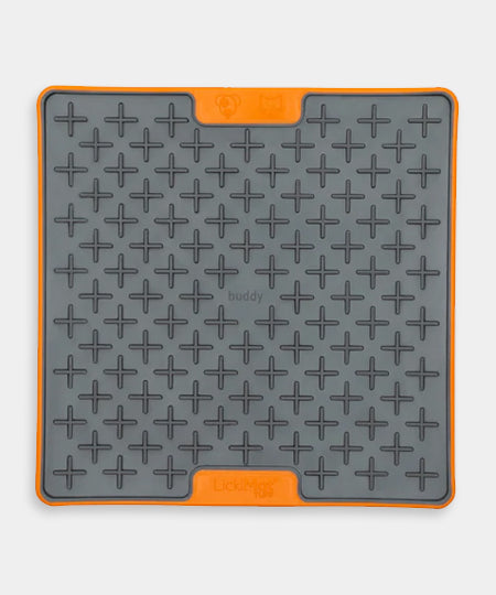    Lickimat-tapis-lechage-occupation-chien-buddy-tuff-orange