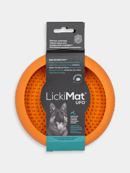       Lickimat-tapis-lechage-occupation-chien-ufo-orange