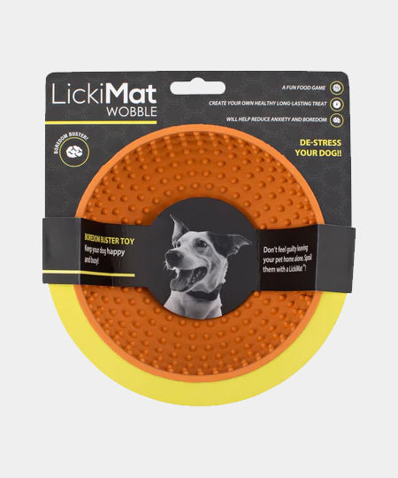       Lickimat-tapis-lechage-occupation-chien-wobble-orange