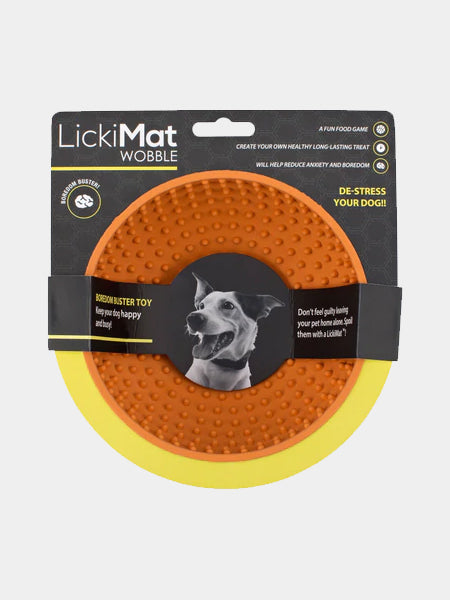       Lickimat-tapis-lechage-occupation-chien-wobble-orange