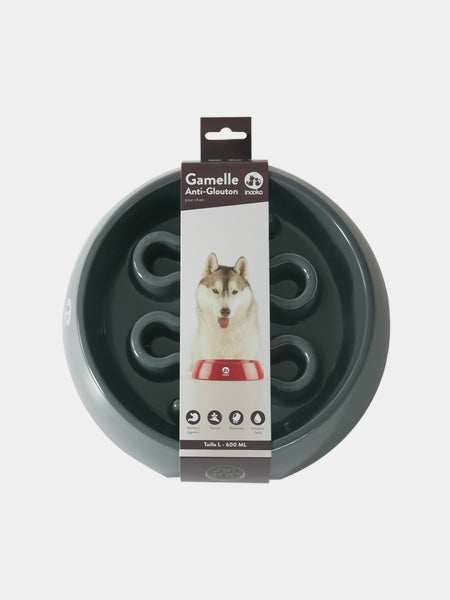 inooko - gamelle anti glouton pour grand chien gris