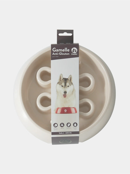 inooko - gamelle anti glouton pour grand chien sable