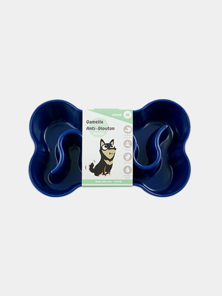 inooko - Gamelle anti-glouton en forme os bleu