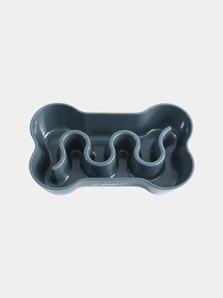 inooko - Gamelle anti-glouton en forme d'os gris foncé