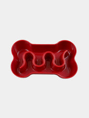 inooko - Gamelle anti-glouton en forme d'os rouge
