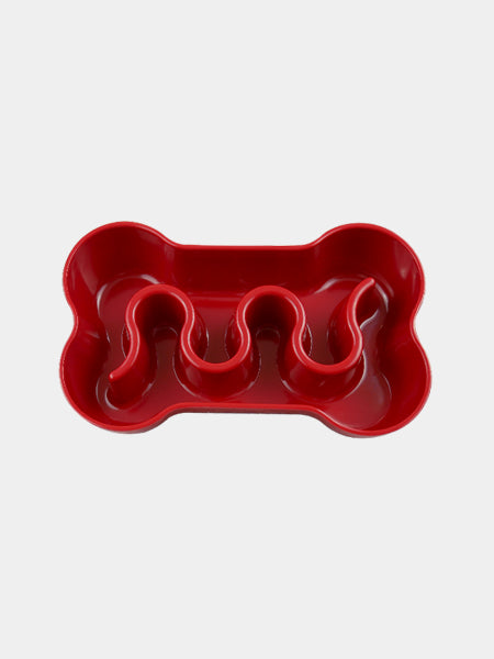 inooko - Gamelle anti-glouton en forme d'os rouge