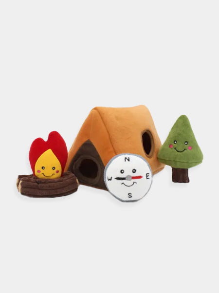       zippy-paws-burrow-peluche-fouille-chien-Camping-Tent