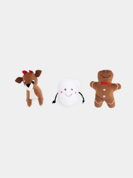    zippy-paws-peluche-pour-chien-Holiday-Miniz-3-Pack-Santa_s-Friends